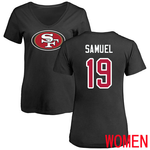 San Francisco 49ers Black Women Deebo Samuel Name and Number Logo #19 NFL T Shirt